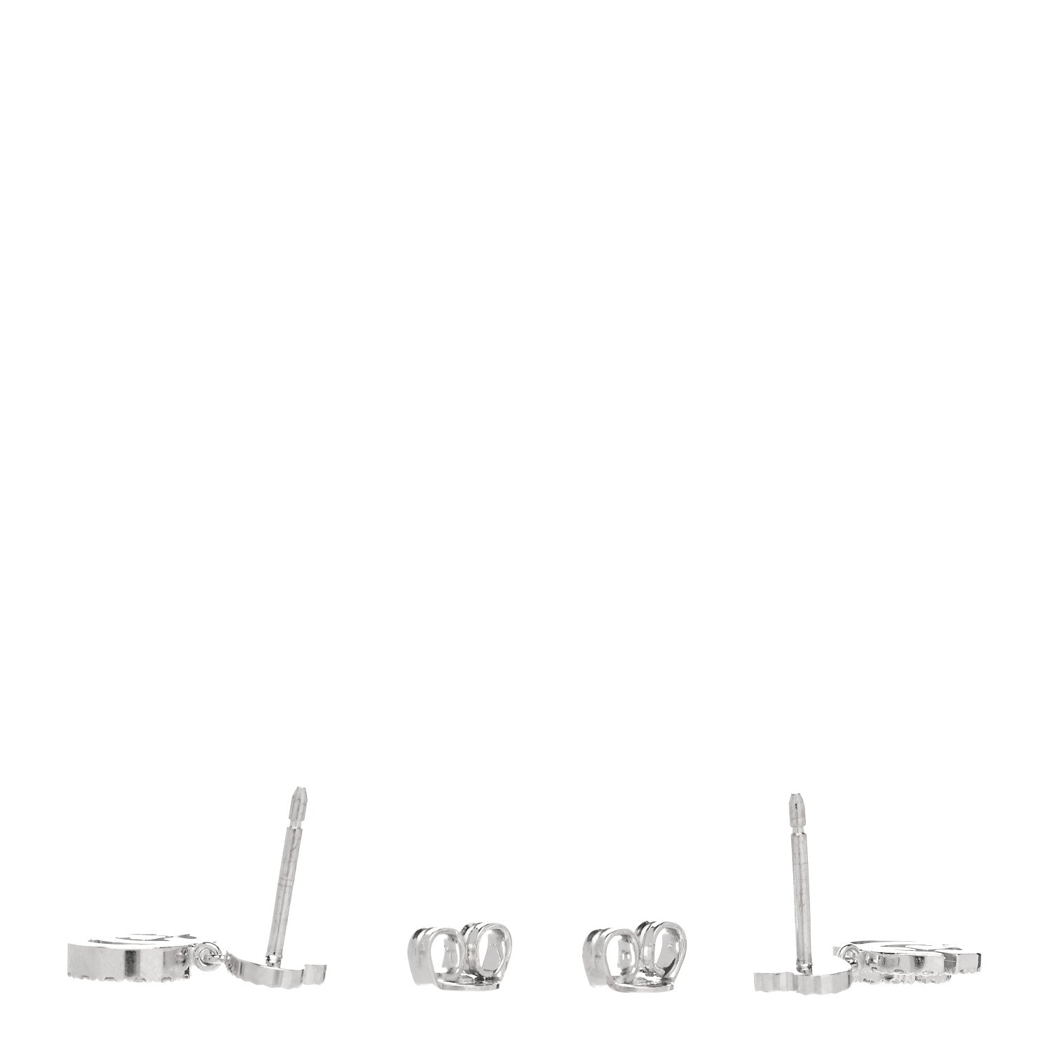 18K White Gold Diamond GG Running Heart Drop Earrings