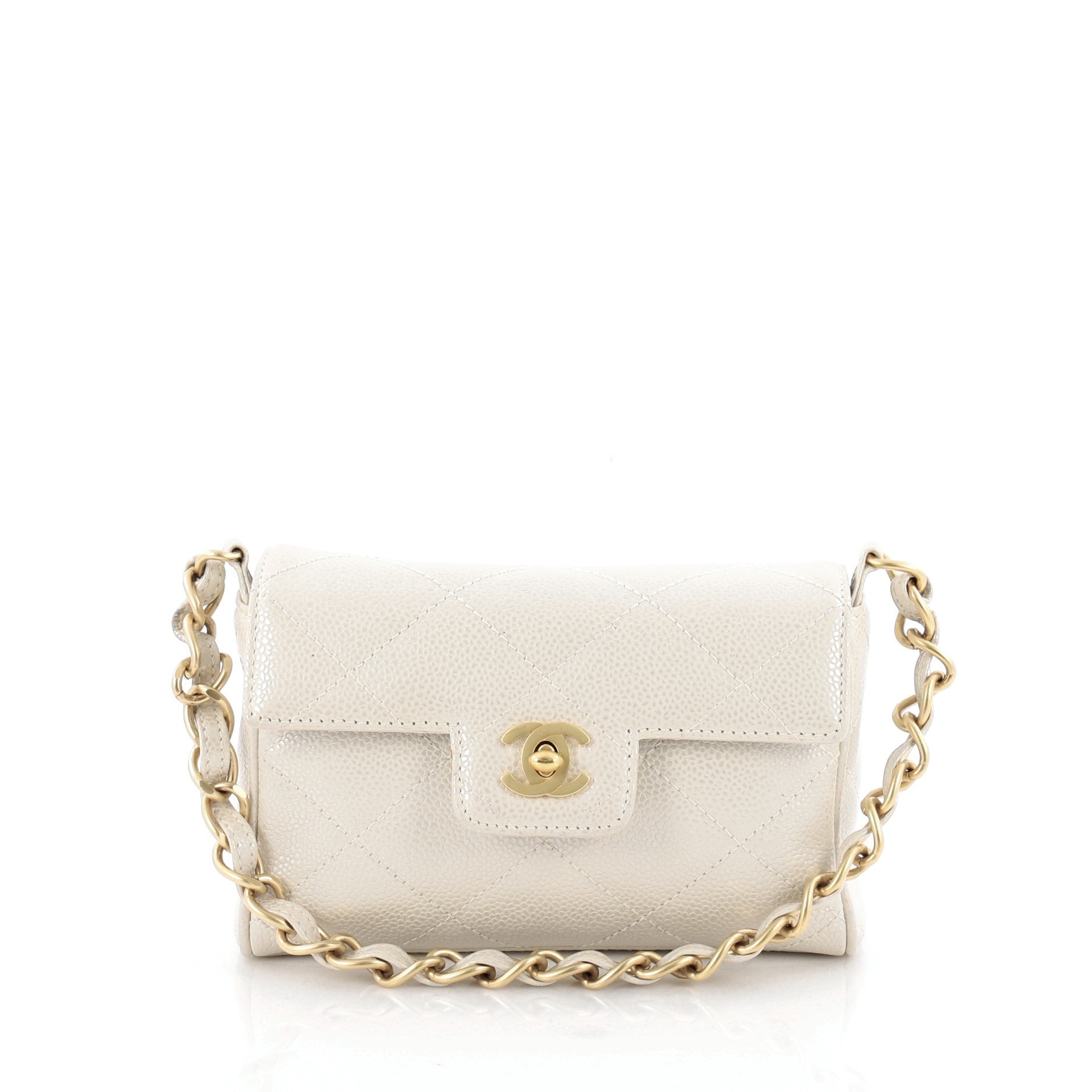 Iridescent Chain Flap Bag Quilted Caviar Mini