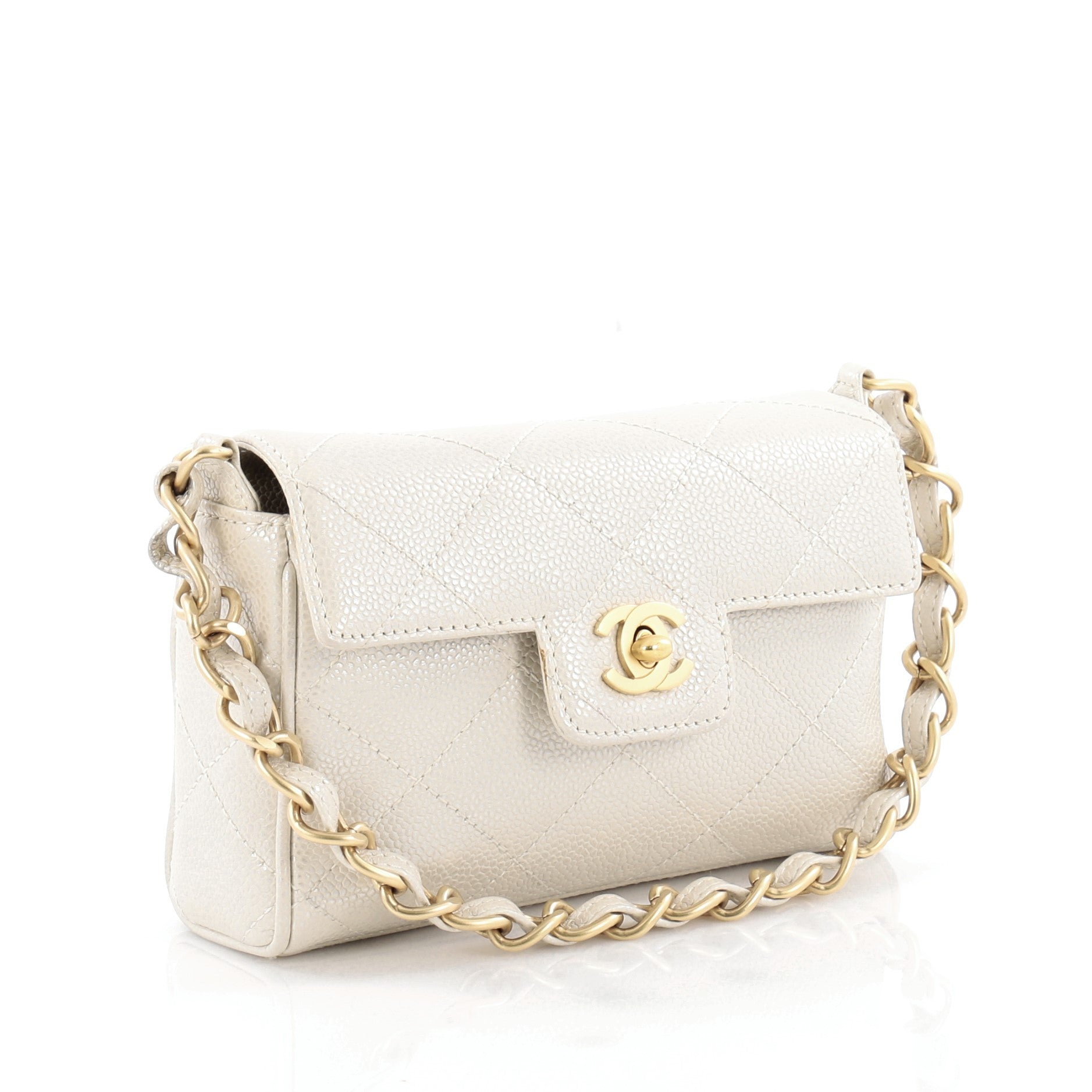 Iridescent Chain Flap Bag Quilted Caviar Mini