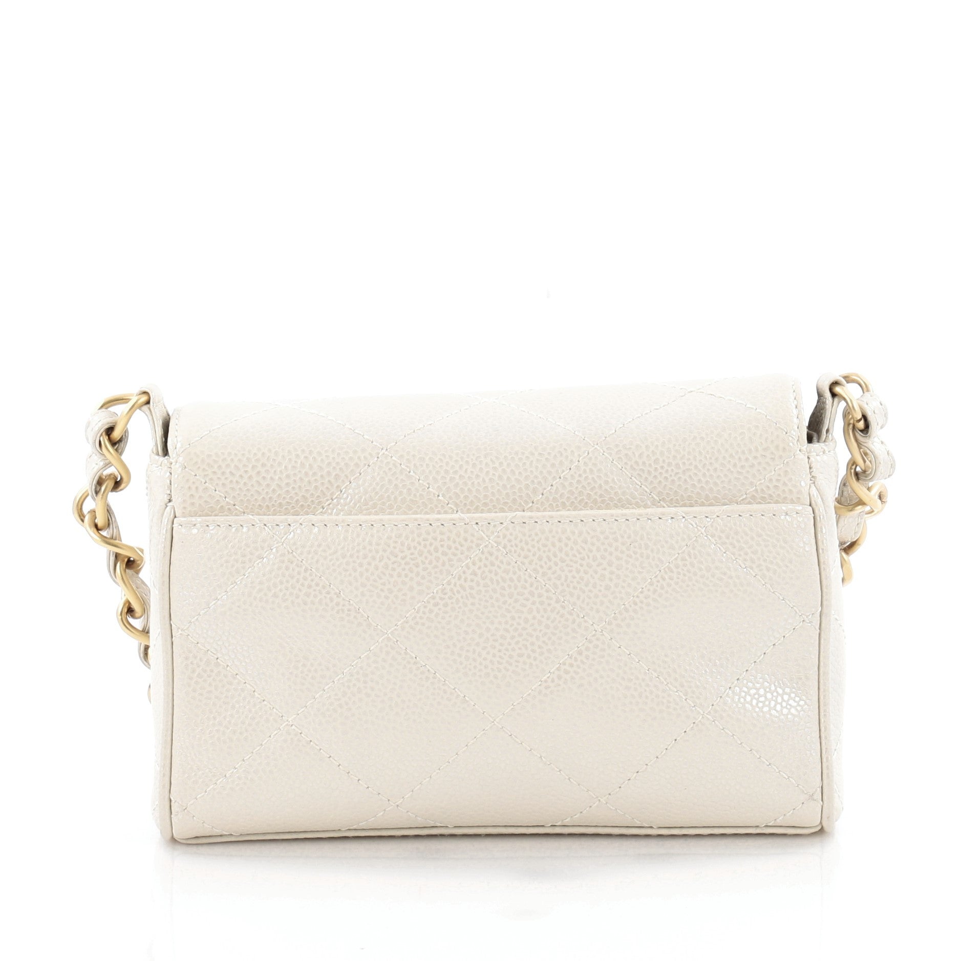 Iridescent Chain Flap Bag Quilted Caviar Mini