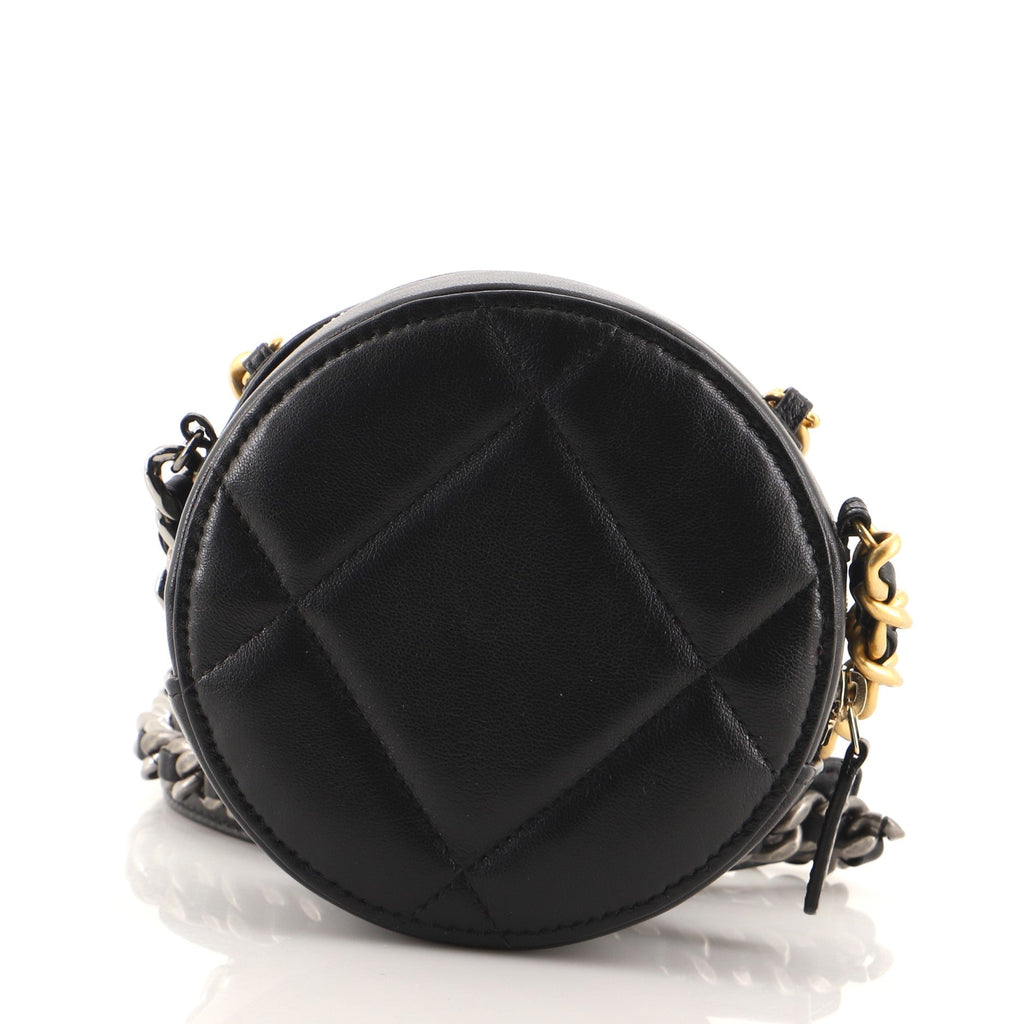 19 Round Clutch with Chain Quilted Lambskin