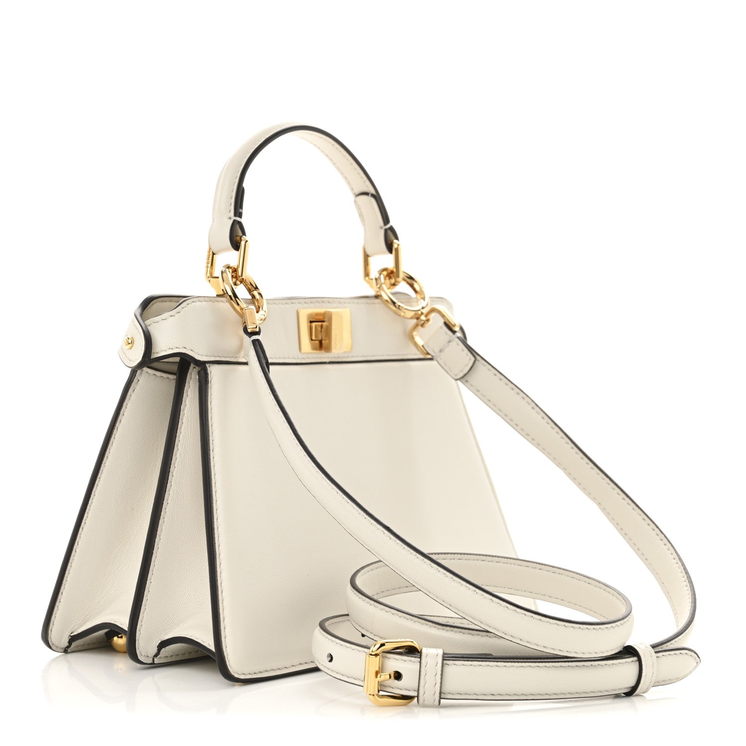 Shiny Nappa Petite Peekaboo I SEE U Satchel White