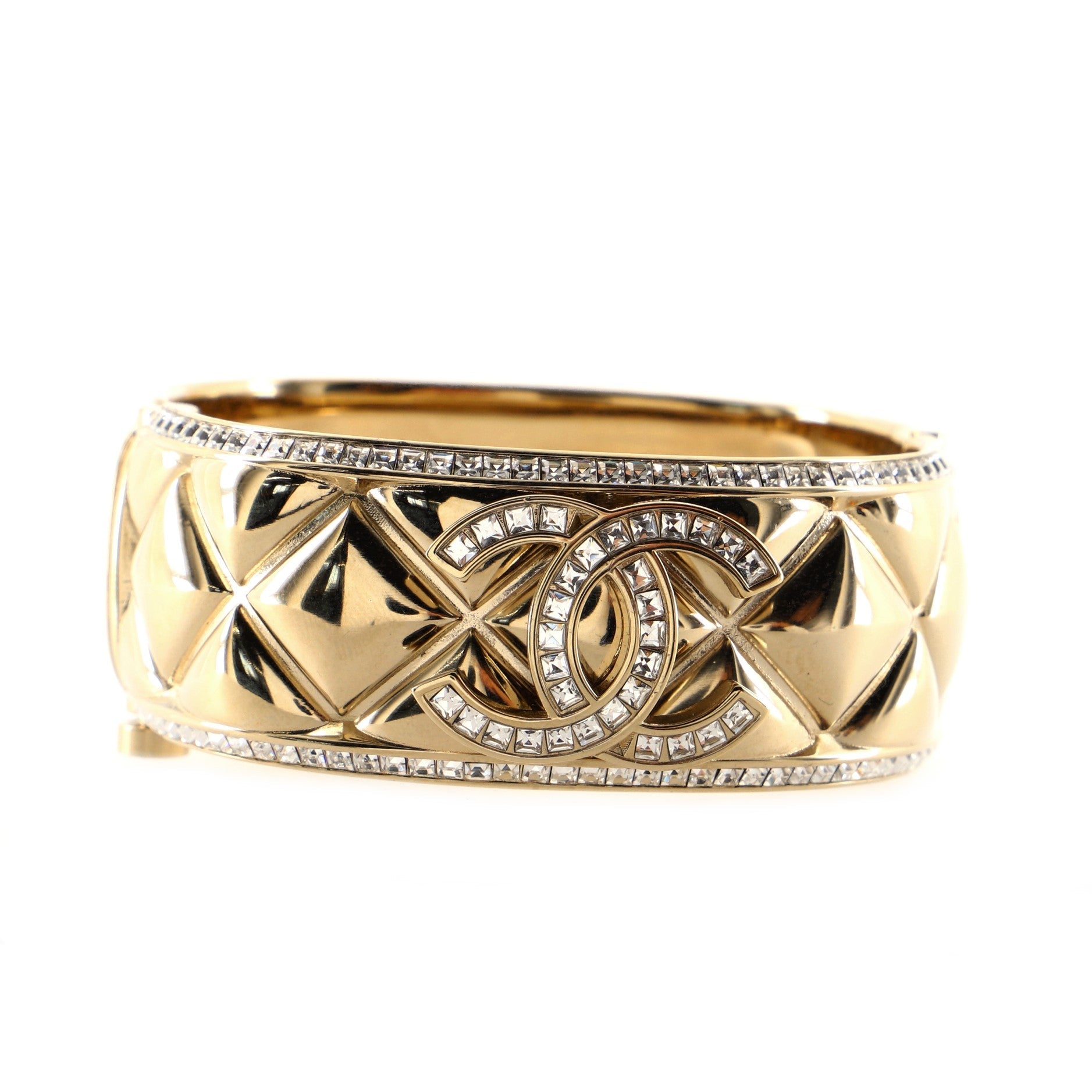 CC Quilt Cuff Bracelet Metal with Crystals