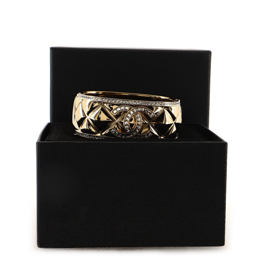 CC Quilt Cuff Bracelet Metal with Crystals