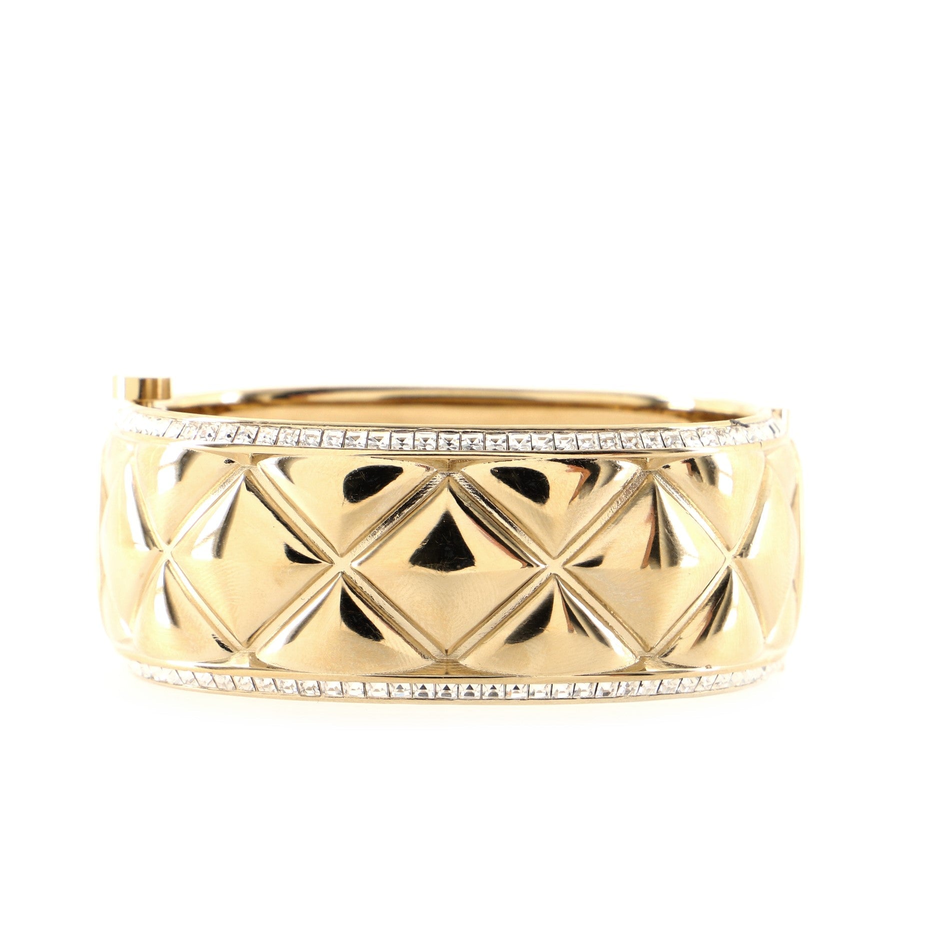 CC Quilt Cuff Bracelet Metal with Crystals