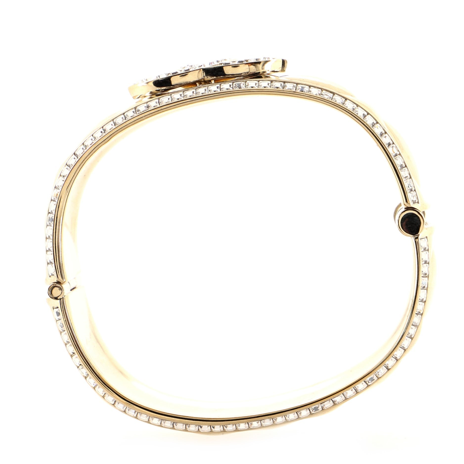 CC Quilt Cuff Bracelet Metal with Crystals