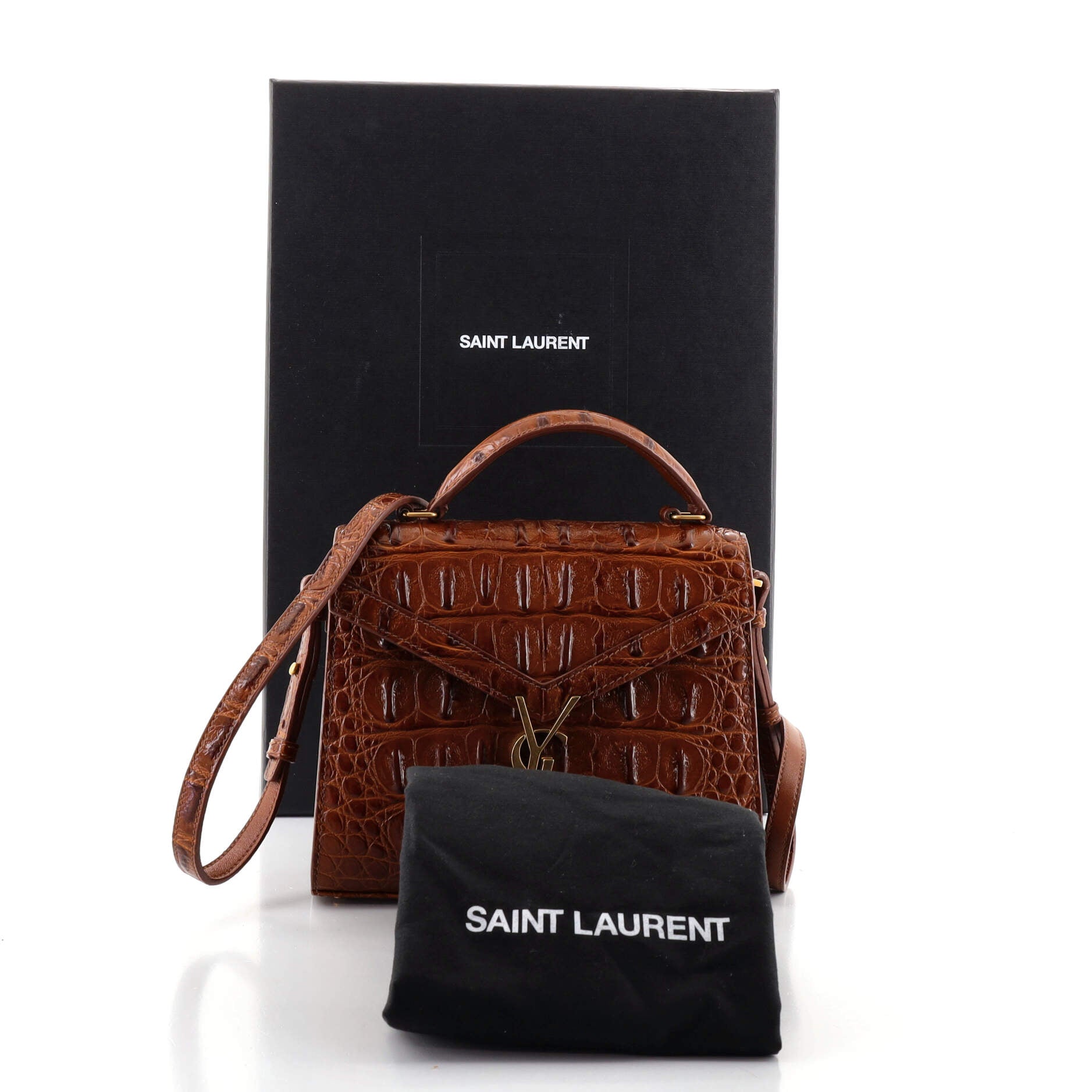 Cassandra Top Handle Bag Crocodile Embossed Leather Mini