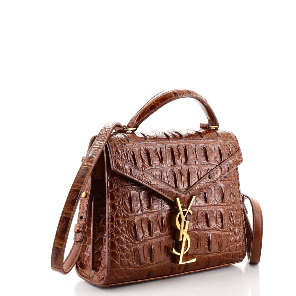 Cassandra Top Handle Bag Crocodile Embossed Leather Mini