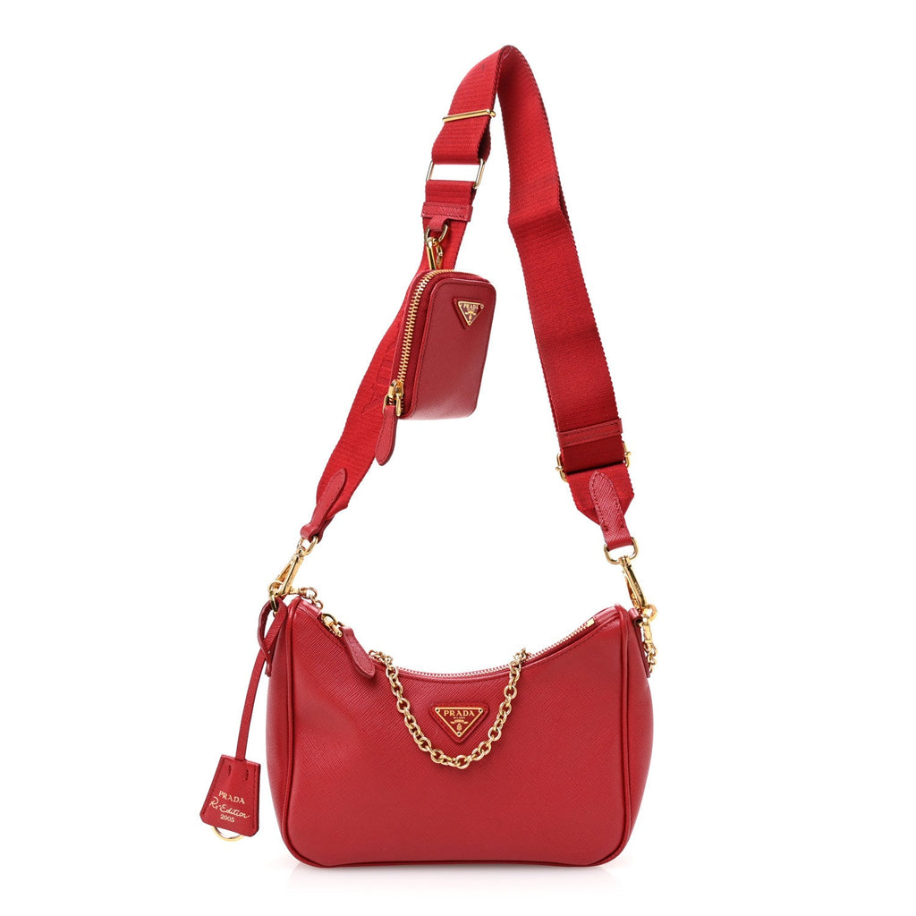 Saffiano Lux Re-Edition 2005 Shoulder Bag Fuoco