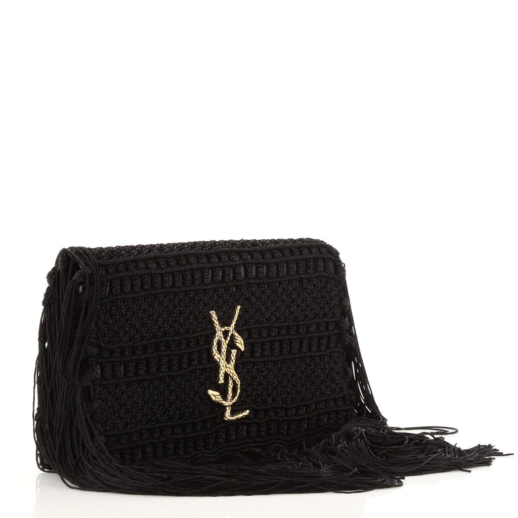 Classic Monogram Clutch Fringe Crochet with Leather Small