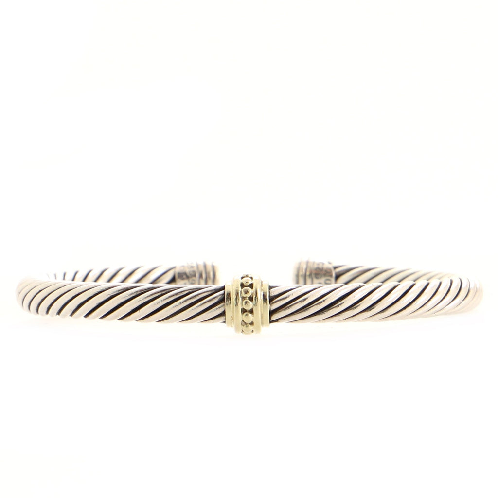 Cable Classic Center Station Bracelet Sterling Silver with 14K Yellow Gold 5mm