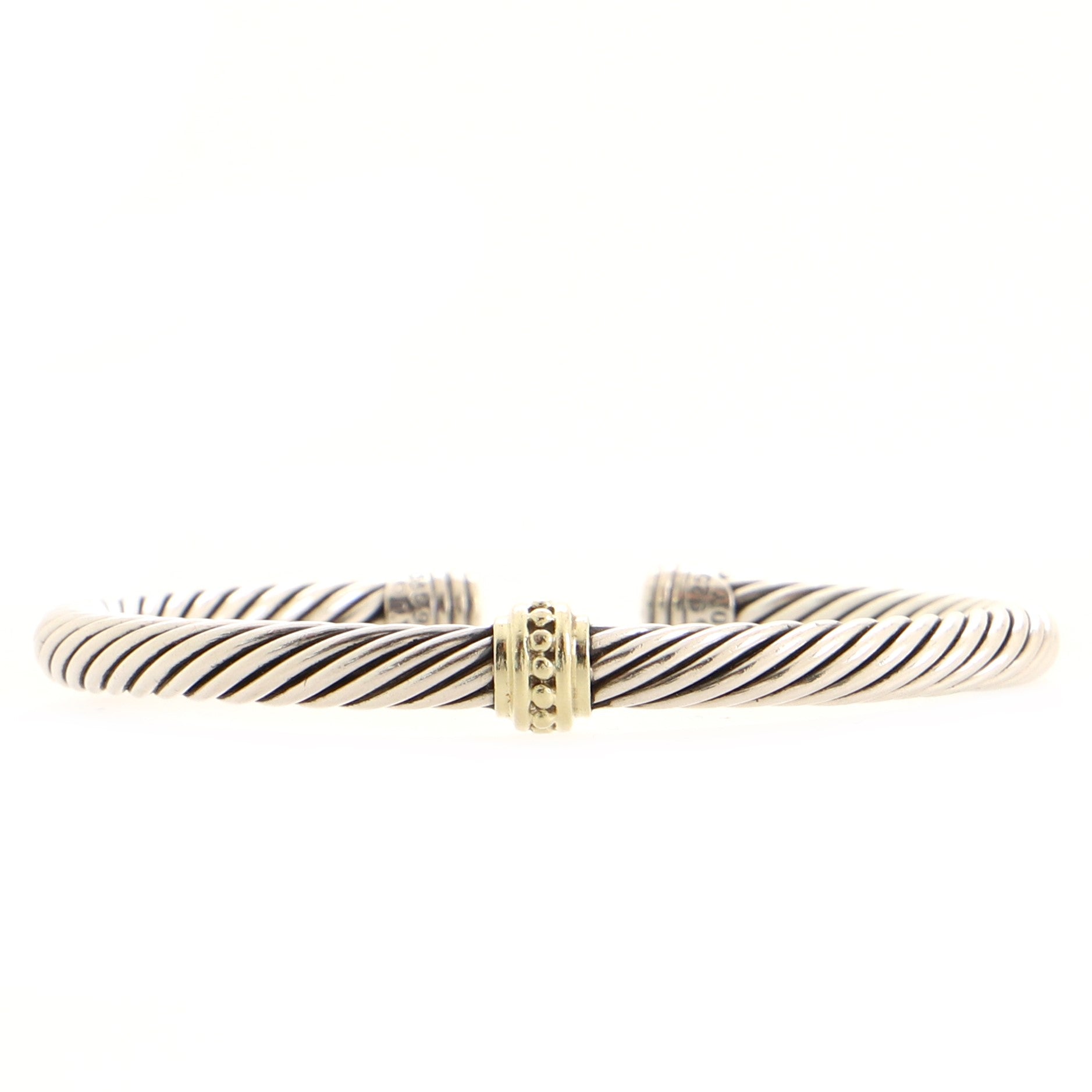 Cable Classic Center Station Bracelet Sterling Silver with 14K Yellow Gold 5mm