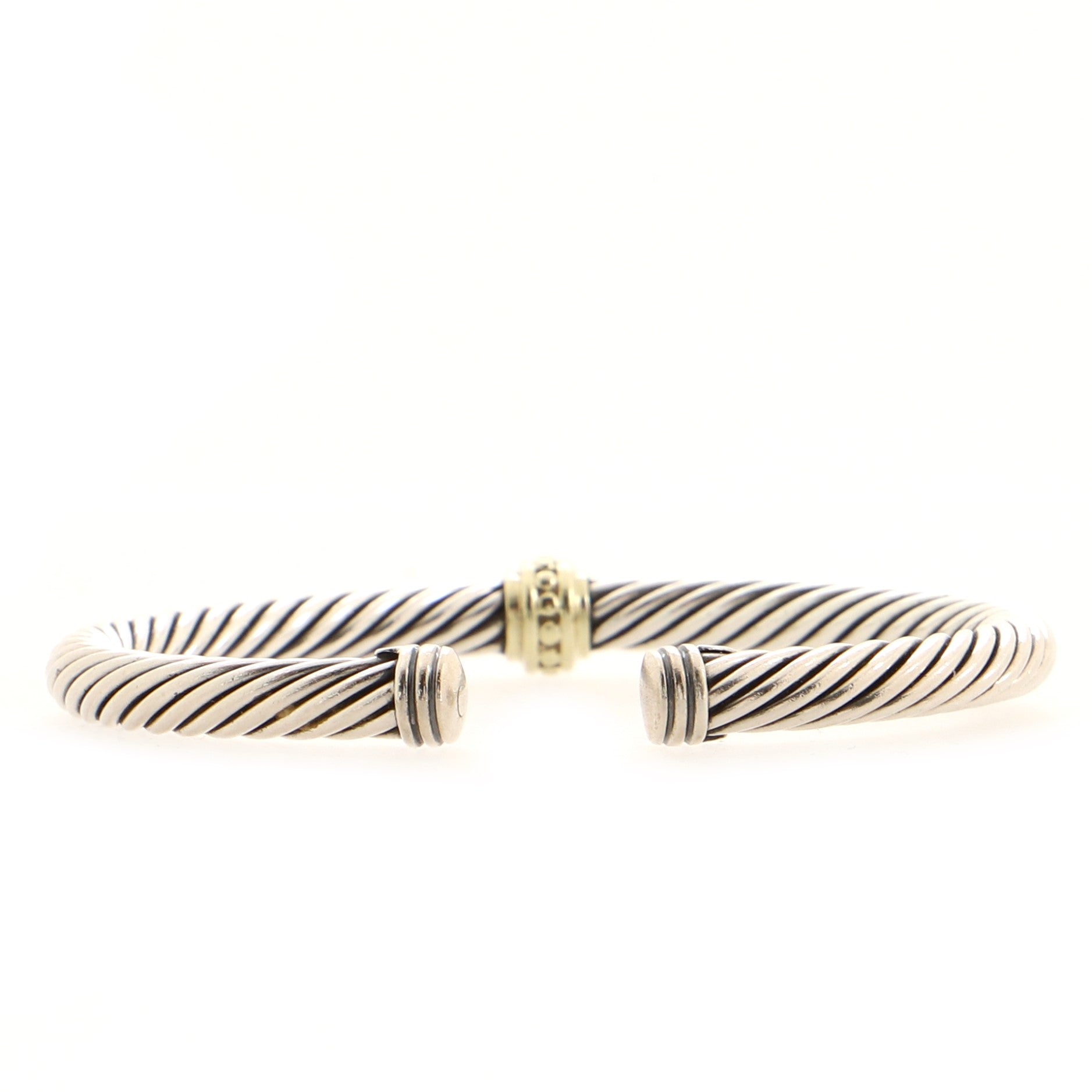 Cable Classic Center Station Bracelet Sterling Silver with 14K Yellow Gold 5mm