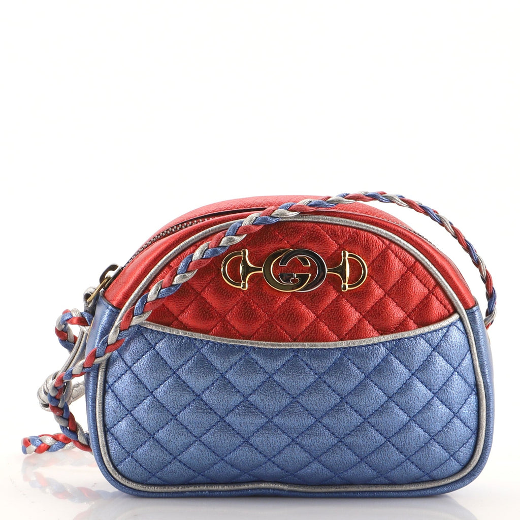 Trapuntata Camera Shoulder Bag Quilted Laminated Leather Mini