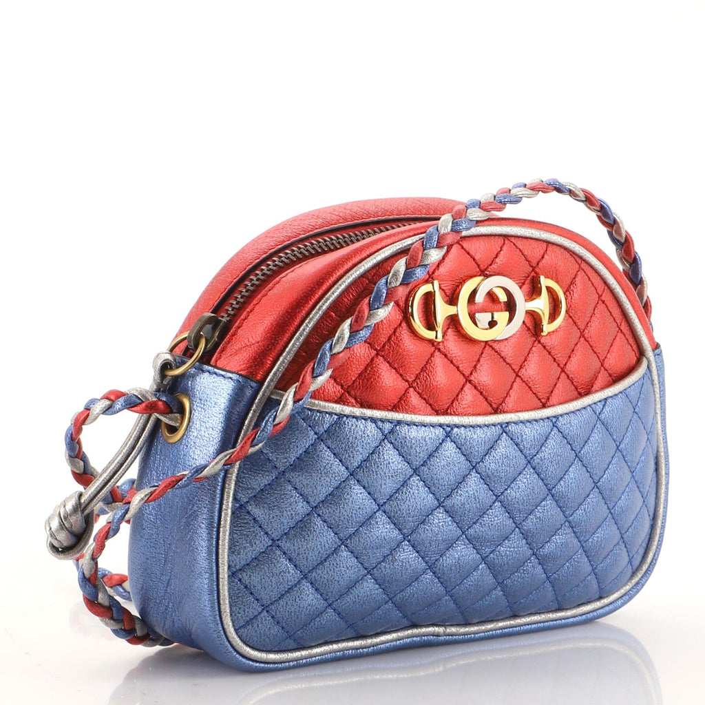 Trapuntata Camera Shoulder Bag Quilted Laminated Leather Mini