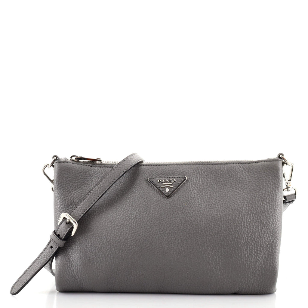 Flat Zip Crossbody Bag Vitello Daino Mini