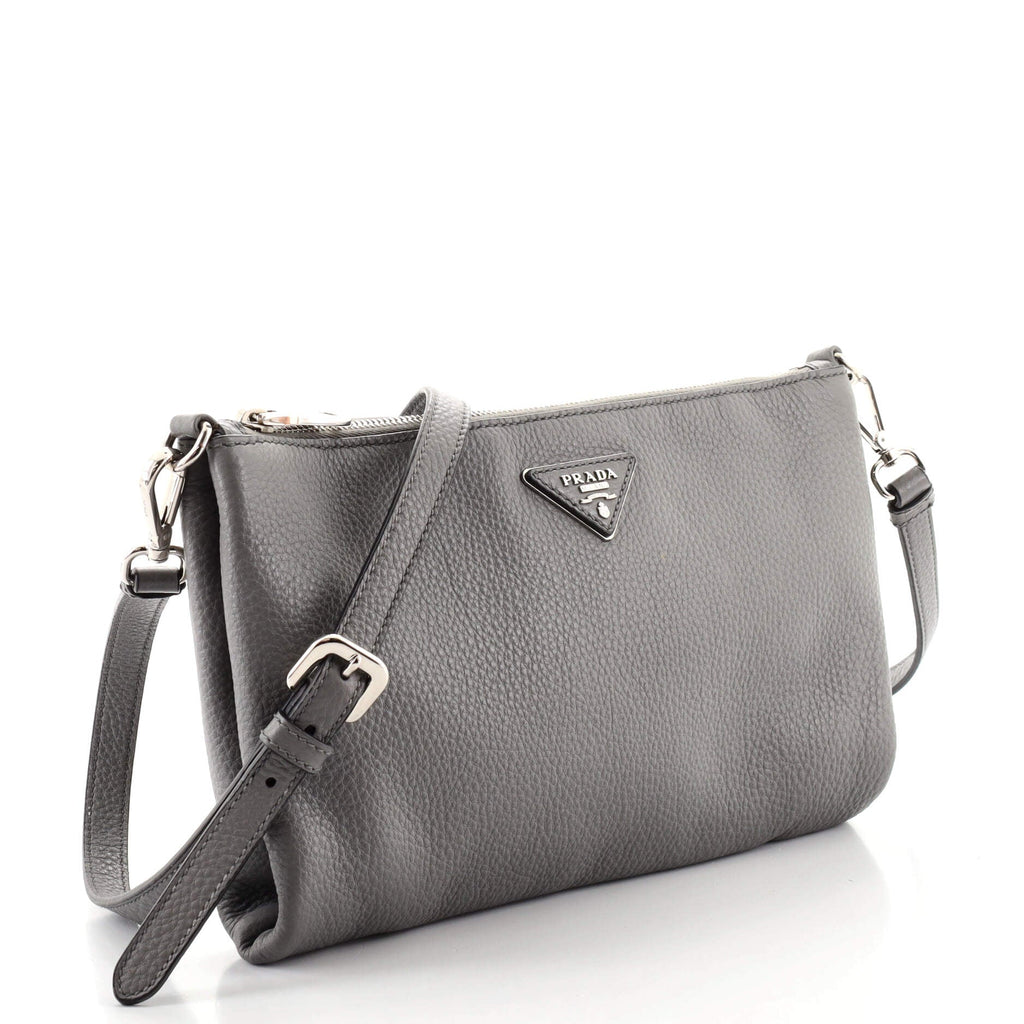 Flat Zip Crossbody Bag Vitello Daino Mini