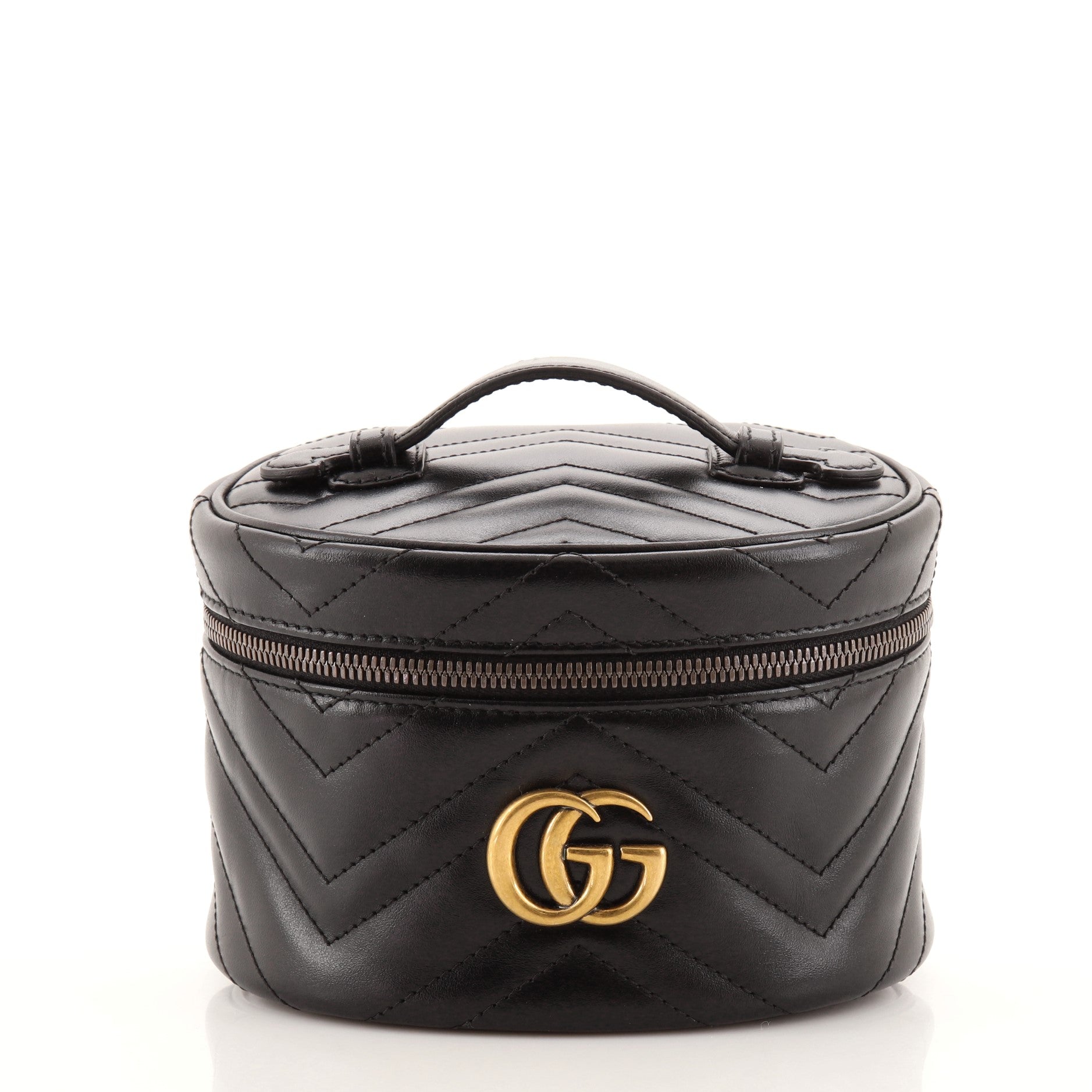GG Marmont Top Handle Cosmetic Case Matelasse Leather Mini