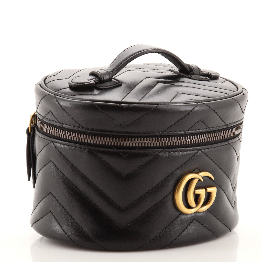 GG Marmont Top Handle Cosmetic Case Matelasse Leather Mini