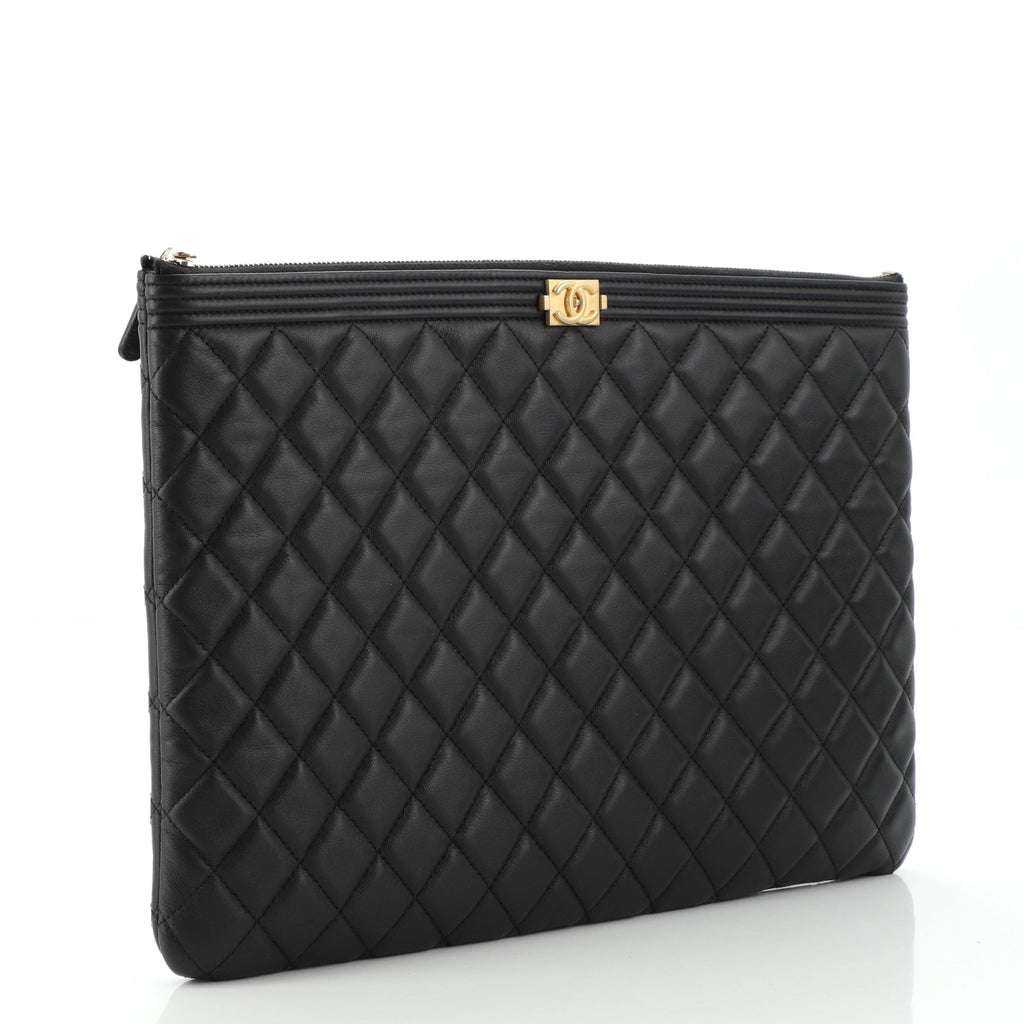 Boy O Case Clutch Quilted Lambskin Large