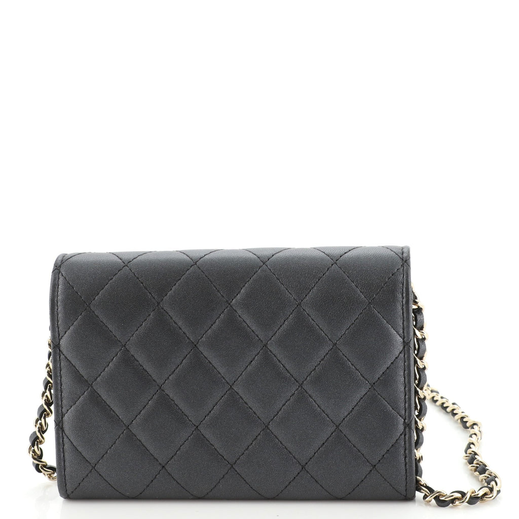 Pearl My Shoulder French Wallet on Chain Quilted Lambskin Mini