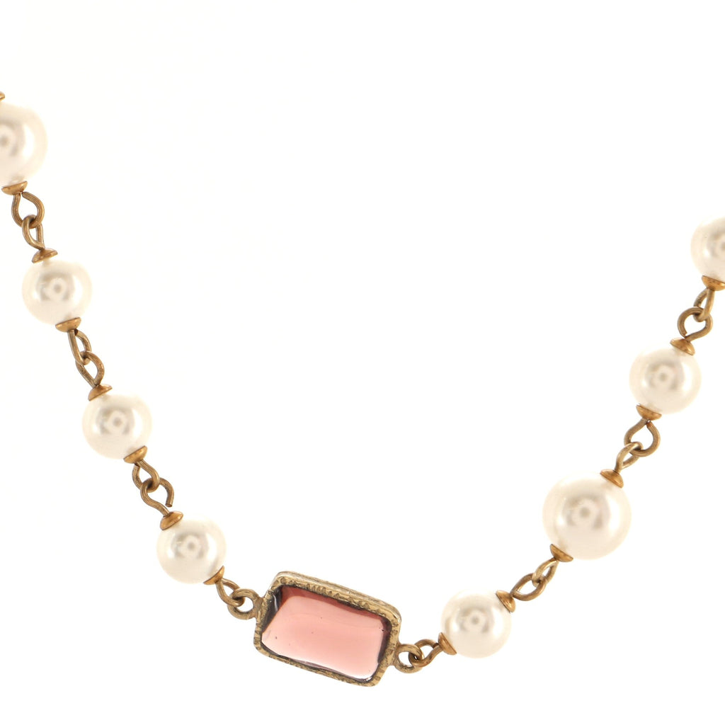 CC Necklace Faux Pearl and Stones
