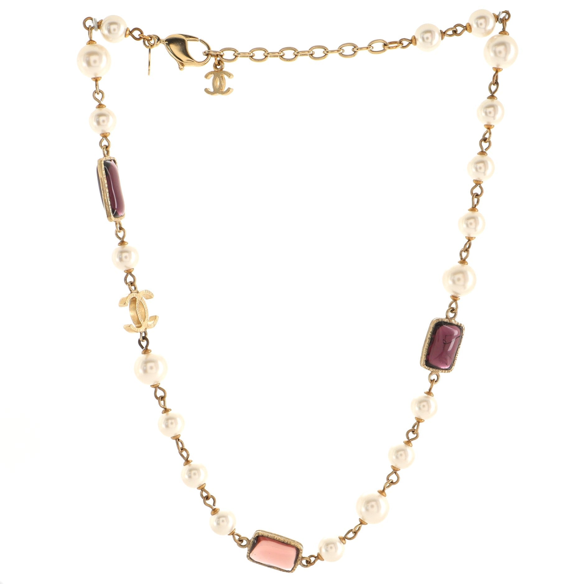 CC Necklace Faux Pearl and Stones