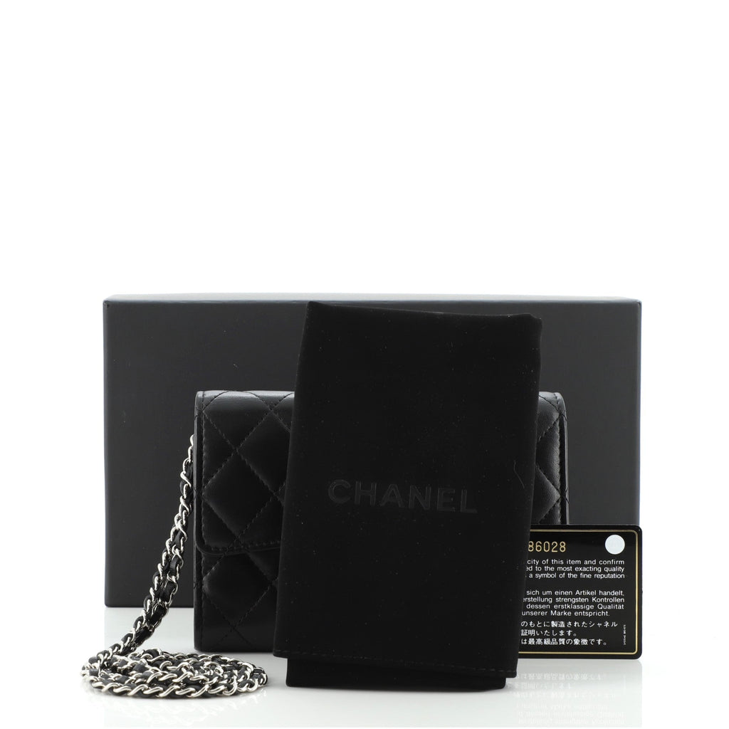 Classic Flap Wallet Crossbody Bag Quilted Lambskin Mini