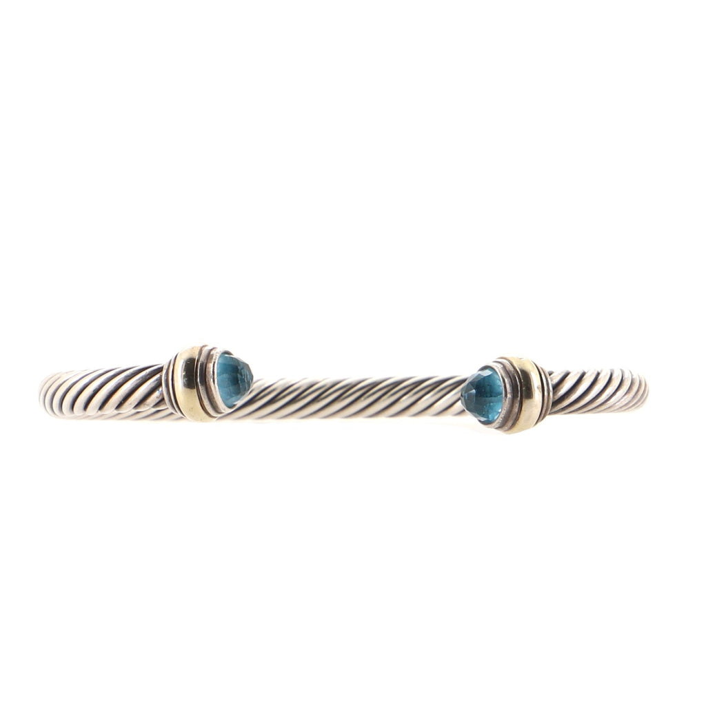 Cable Classic Bracelet Sterling Silver with 14K Yellow Gold and Topaz 5mm