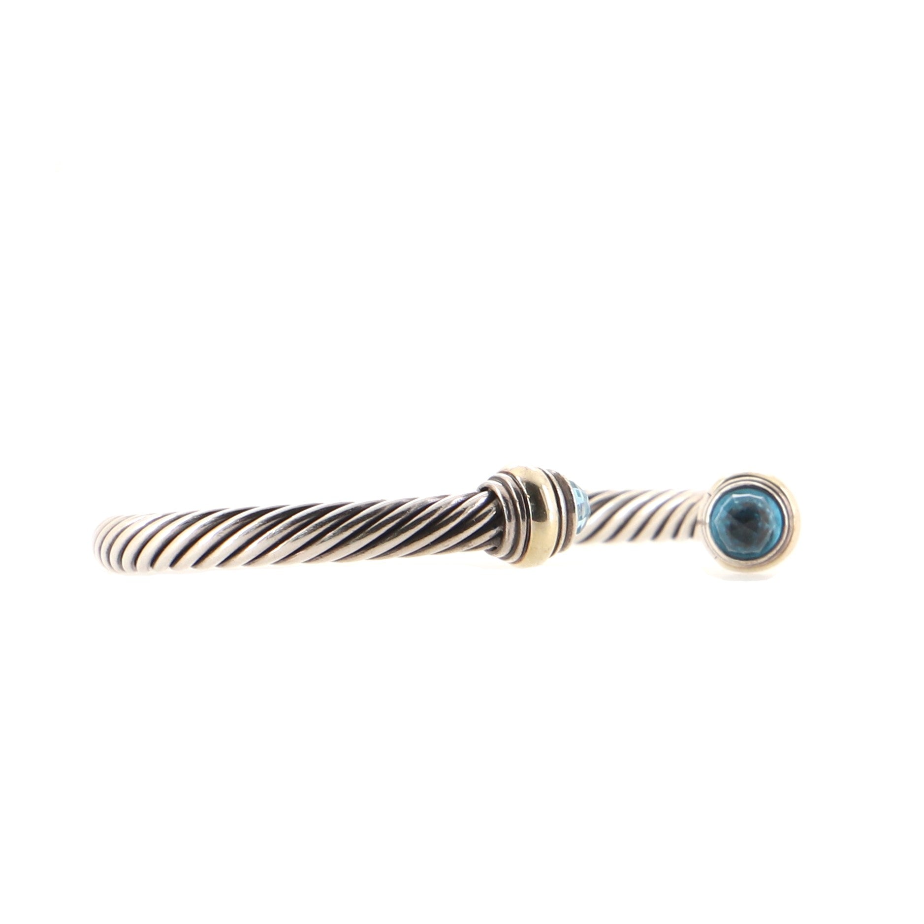 Cable Classic Bracelet Sterling Silver with 14K Yellow Gold and Topaz 5mm