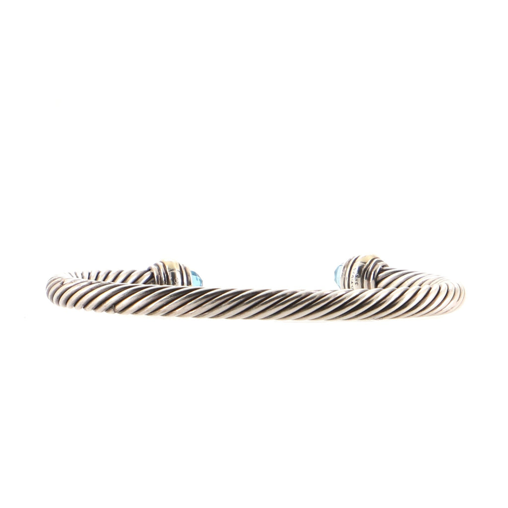 Cable Classic Bracelet Sterling Silver with 14K Yellow Gold and Topaz 5mm