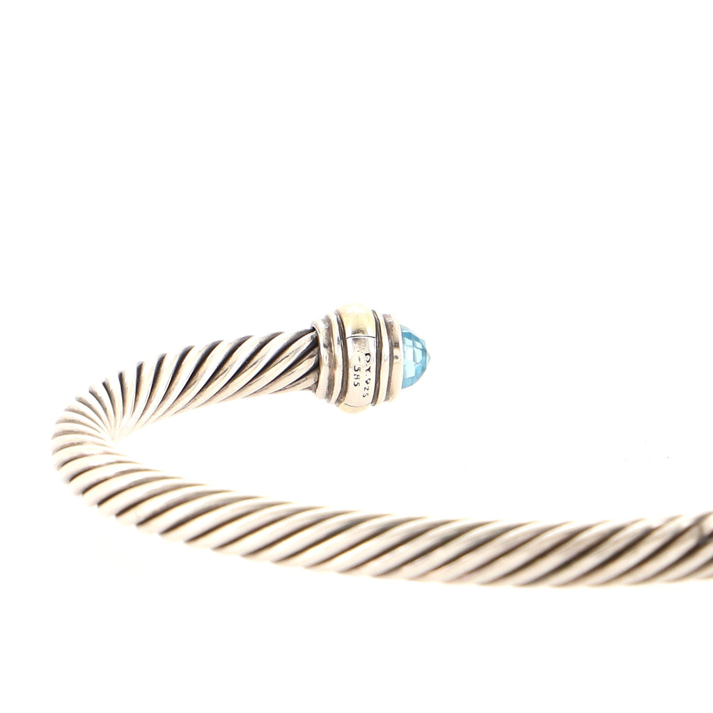 Cable Classic Bracelet Sterling Silver with 14K Yellow Gold and Topaz 5mm