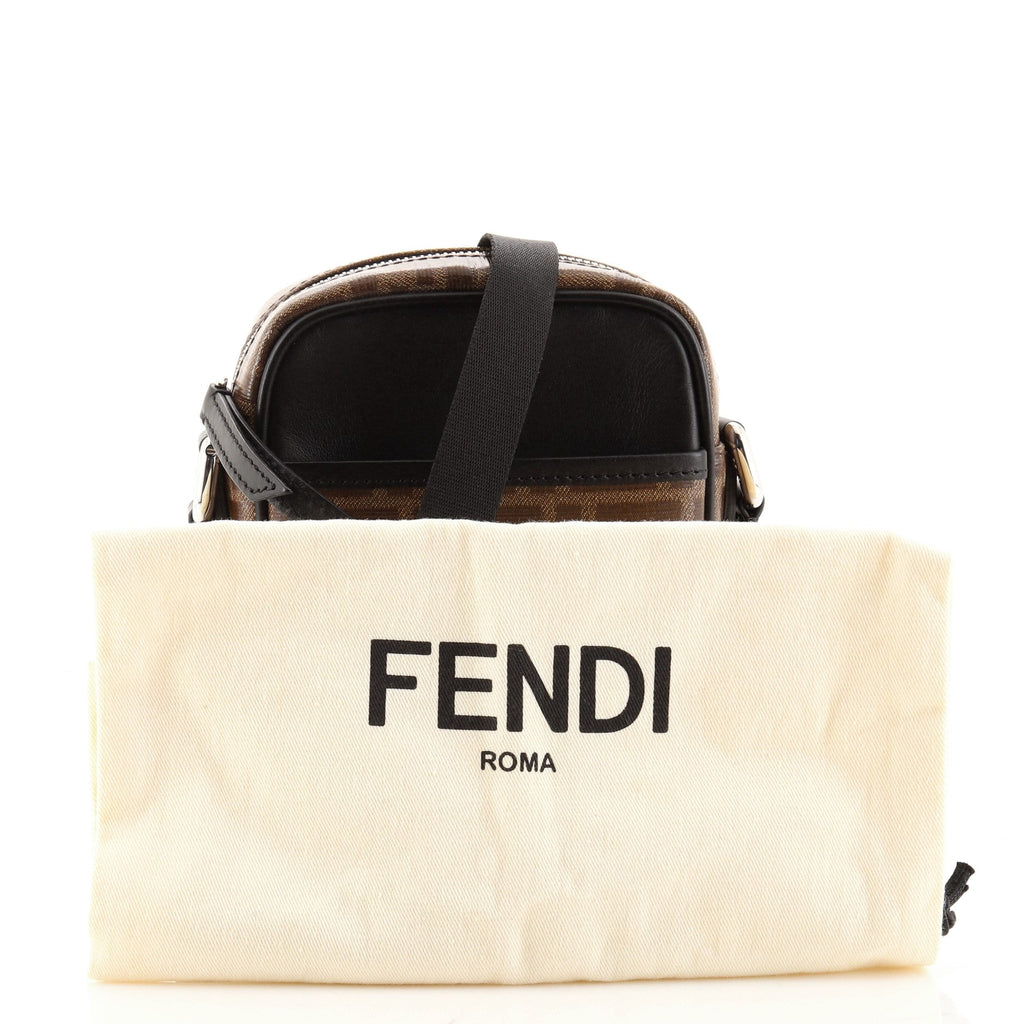 FF Logo Stamp Zip Crossbody Bag Zucca Coated Canvas Mini