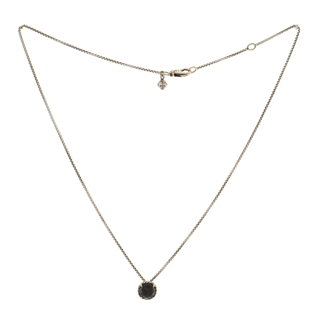 Chatelaine Pendant Necklace Sterling Silver with Onyx