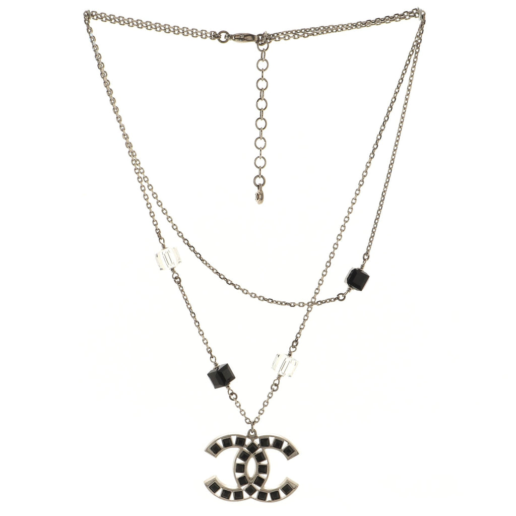 CC Double Strand Necklace Metal with Beads and Crystals