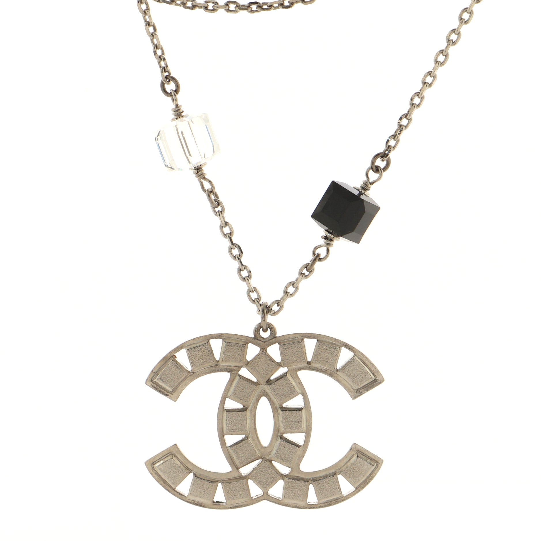 CC Double Strand Necklace Metal with Beads and Crystals