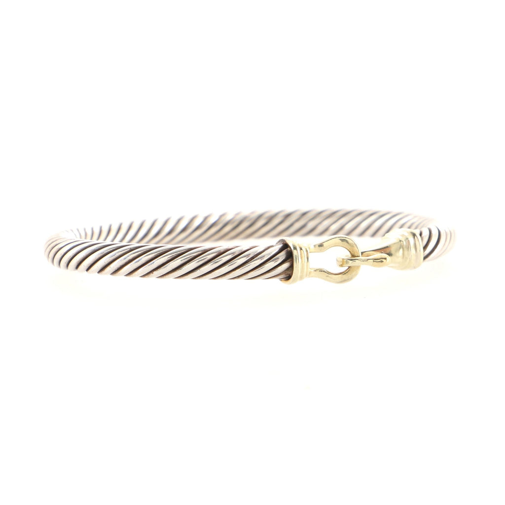 Cable Buckle Bracelet Sterling Silver with 14K Yellow Gold 5mm