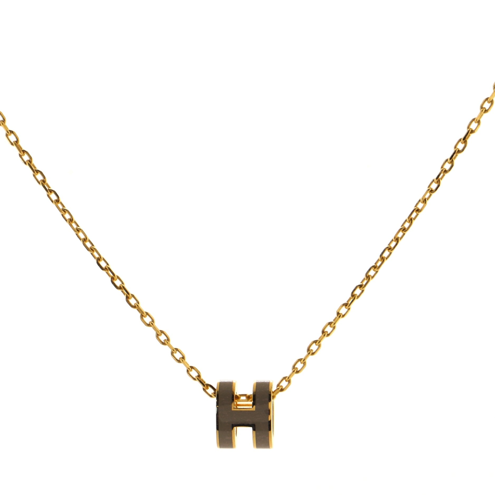 Pop H Pendant Chain Necklace Metal and Enamel Mini