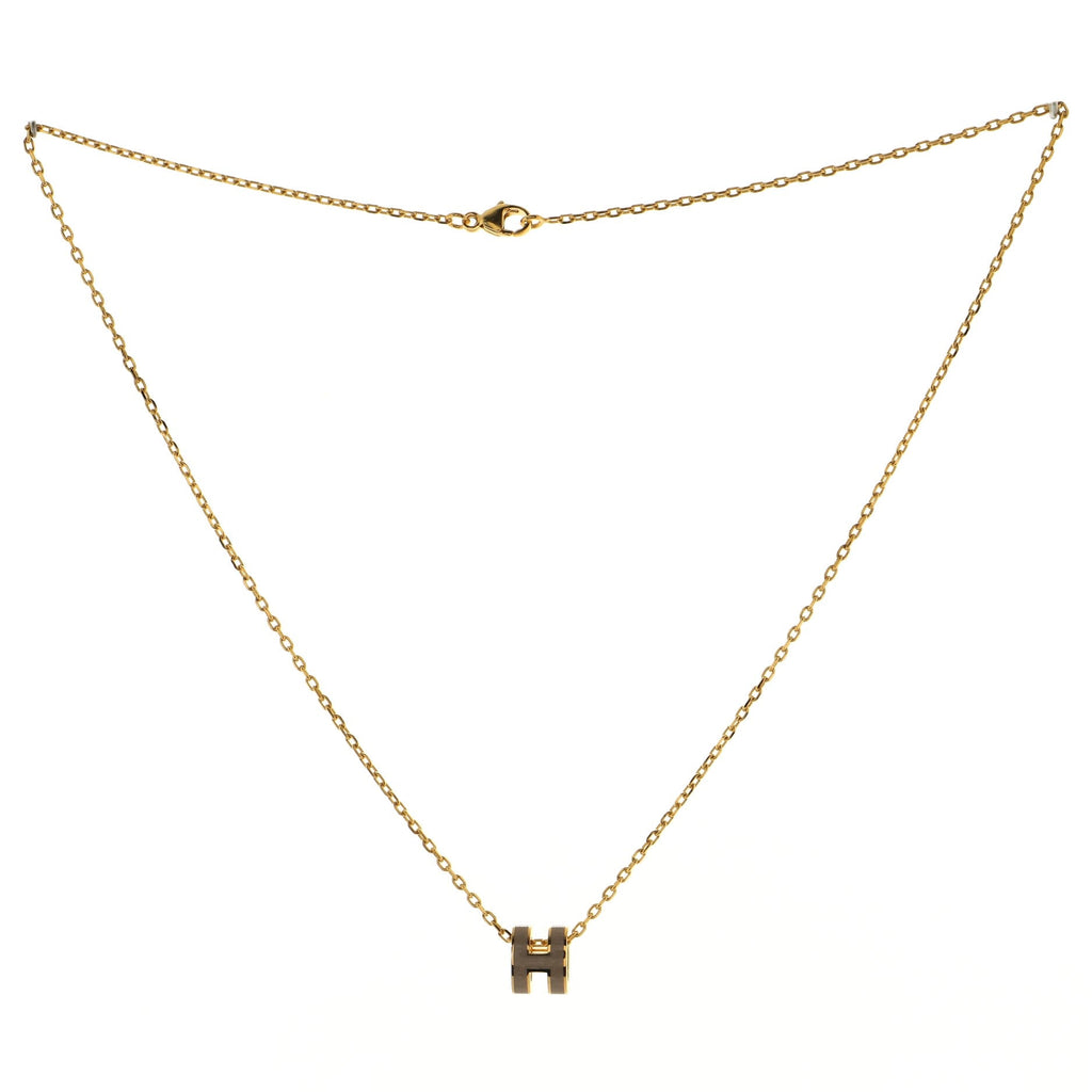Pop H Pendant Chain Necklace Metal and Enamel Mini