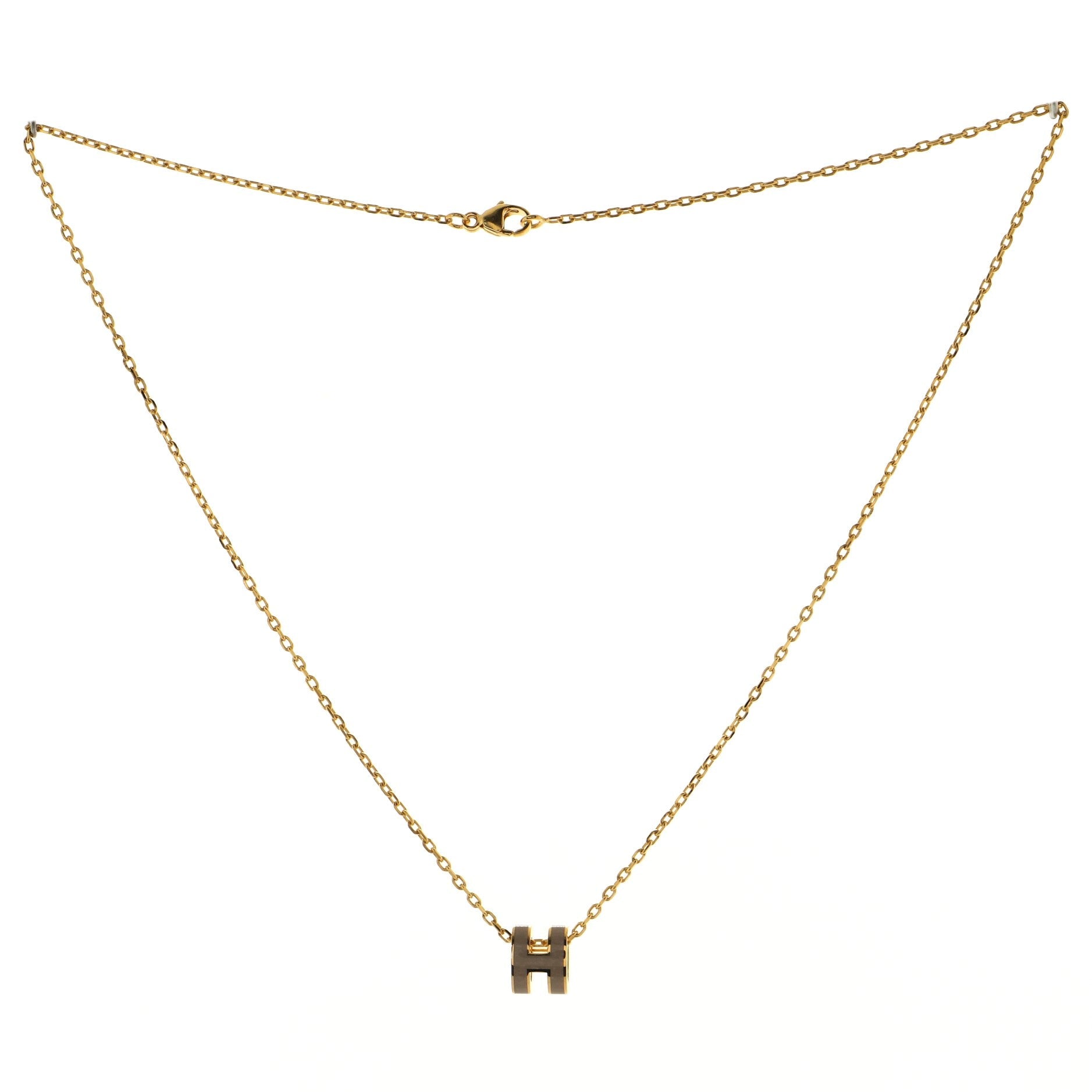 Pop H Pendant Chain Necklace Metal and Enamel Mini