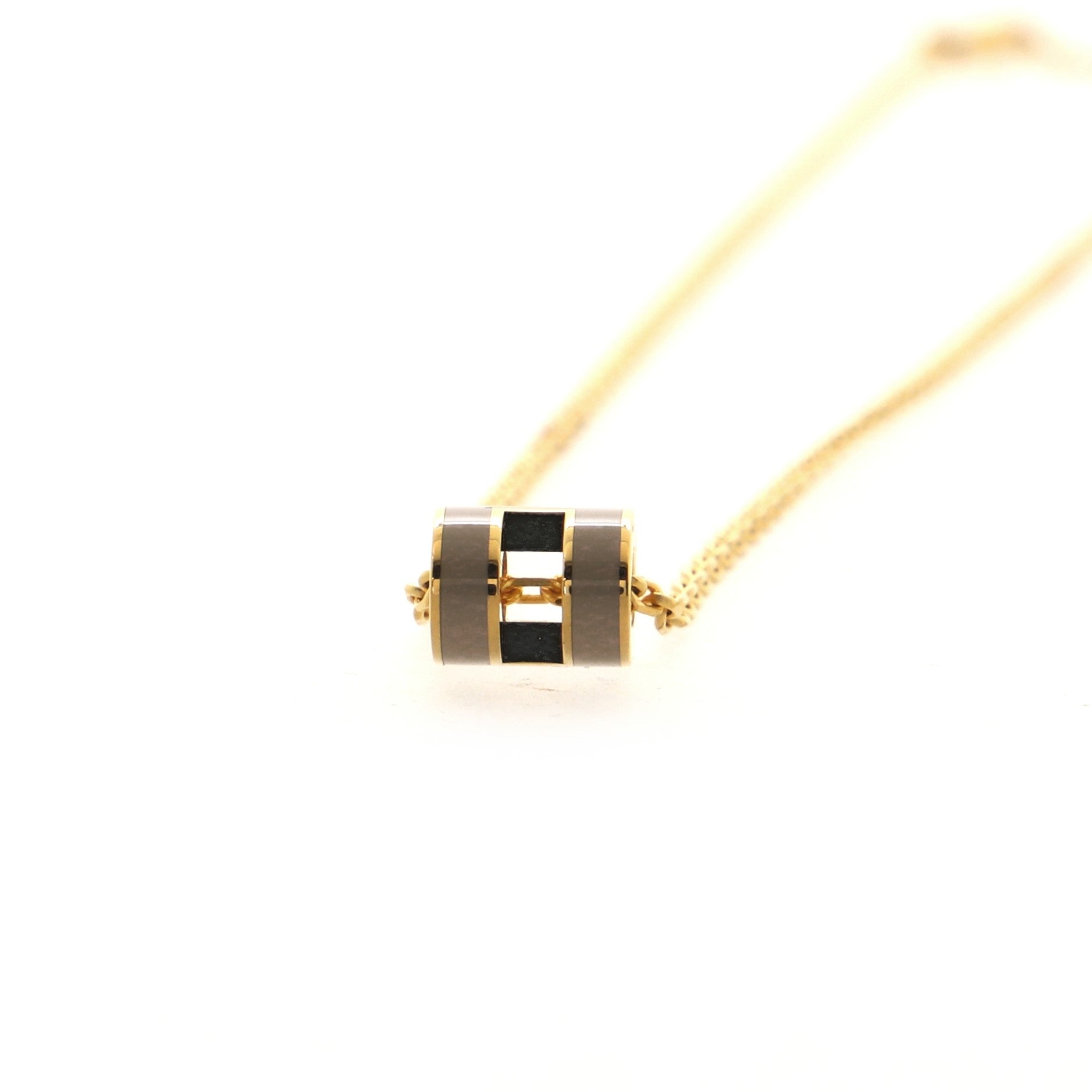 Pop H Pendant Chain Necklace Metal and Enamel Mini
