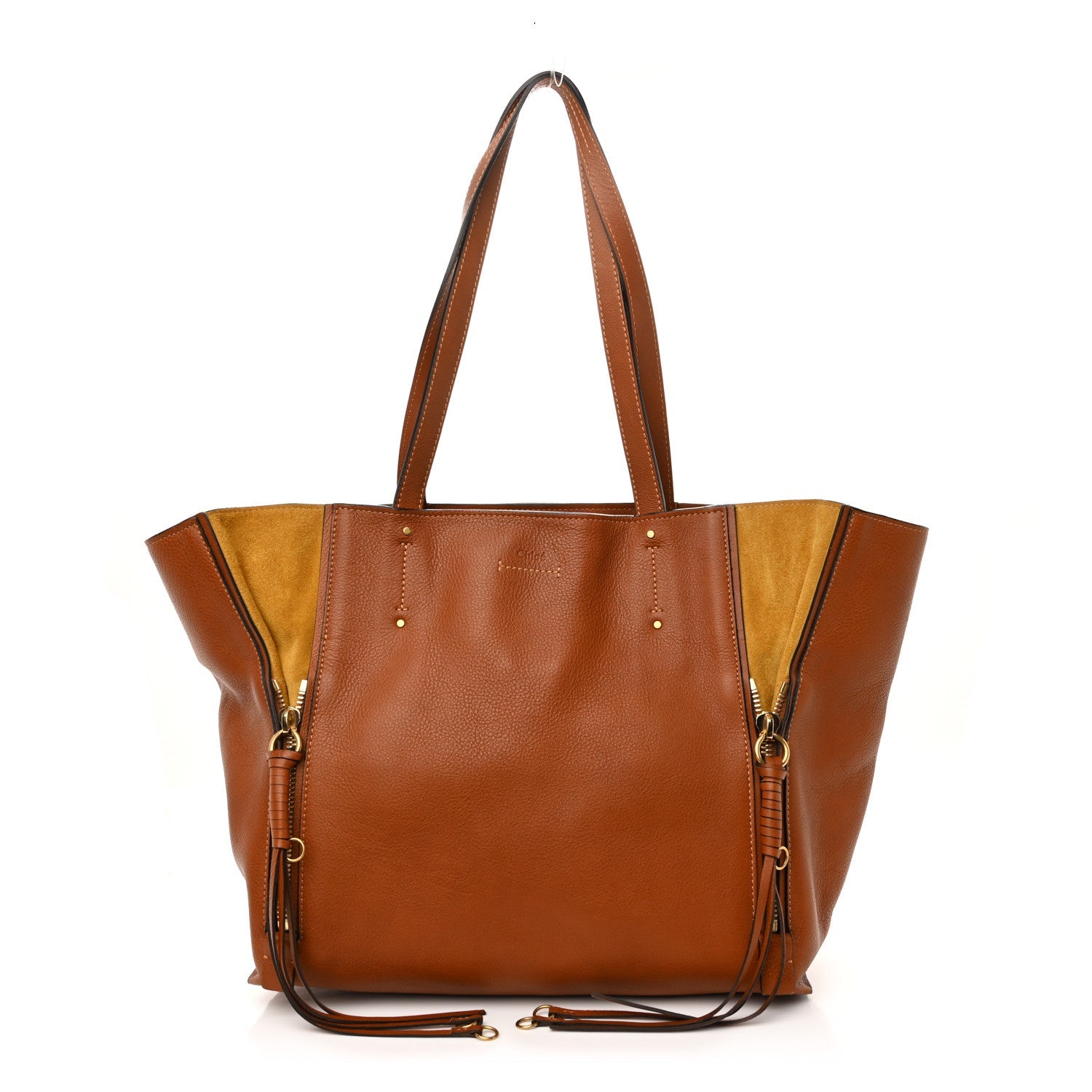 Smooth Calfskin Medium Milo Shopping Tote Caramel
