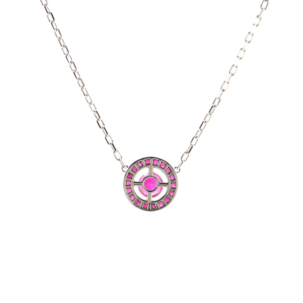 Ava Round Pendant Necklace 18K White Gold and Rubies