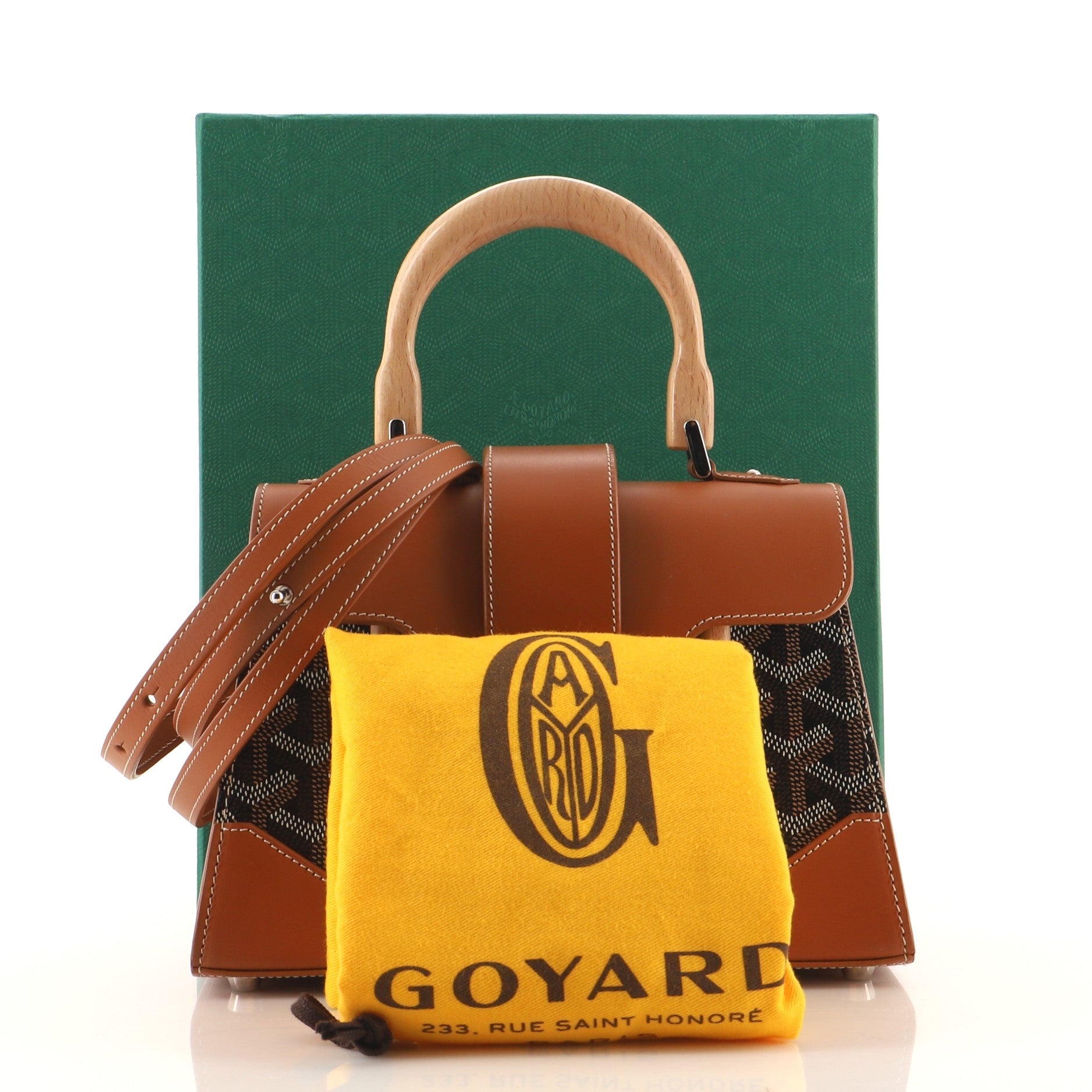 Structured Saigon Top Handle Bag Coated Canvas with Leather Mini