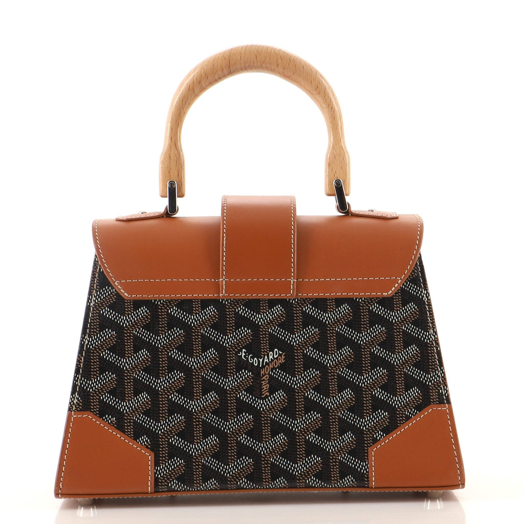 Structured Saigon Top Handle Bag Coated Canvas with Leather Mini