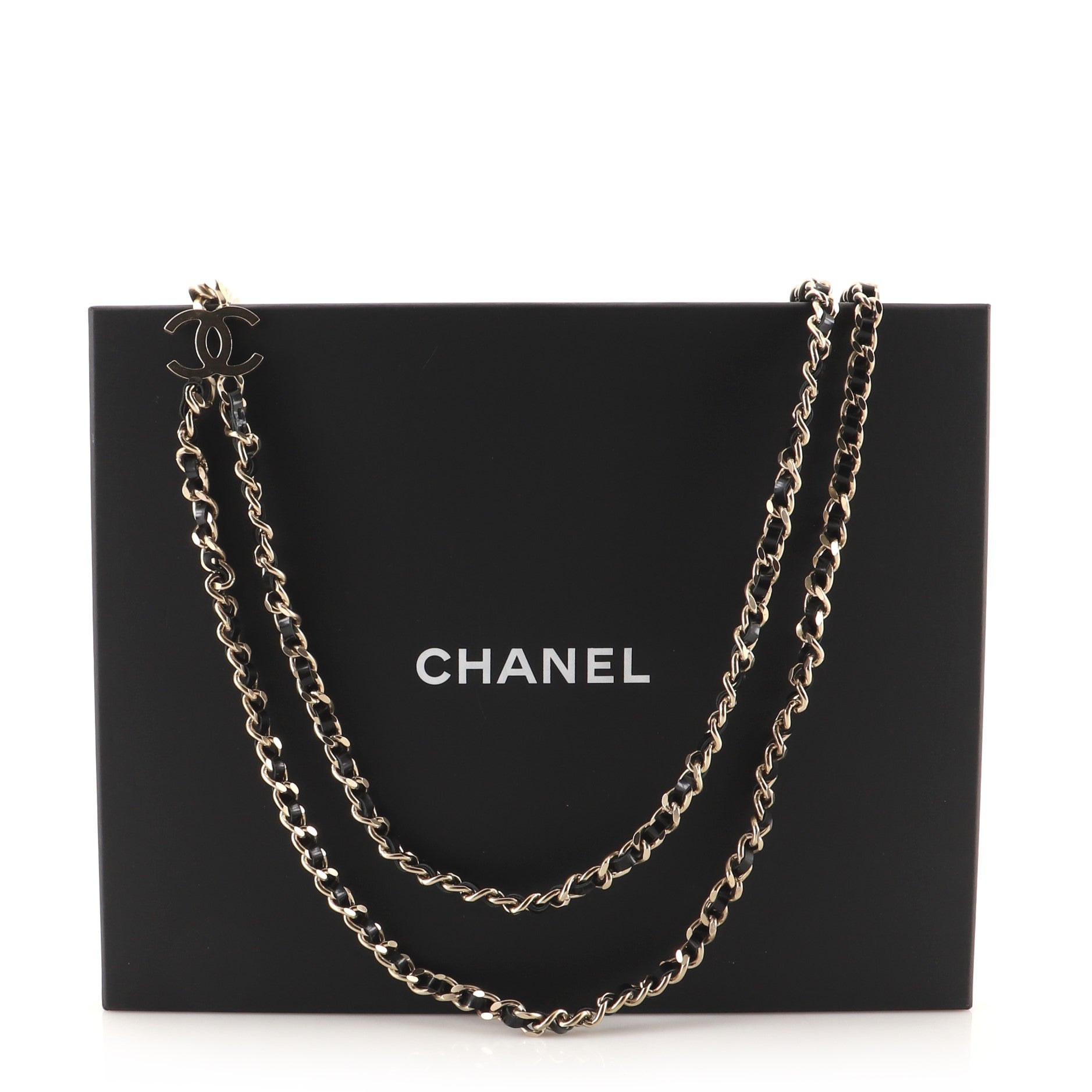 CC Lock Charm Chain Belt Metal and Leather