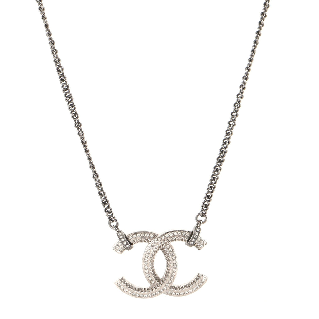 CC Pendant Necklace Metal with Crystals
