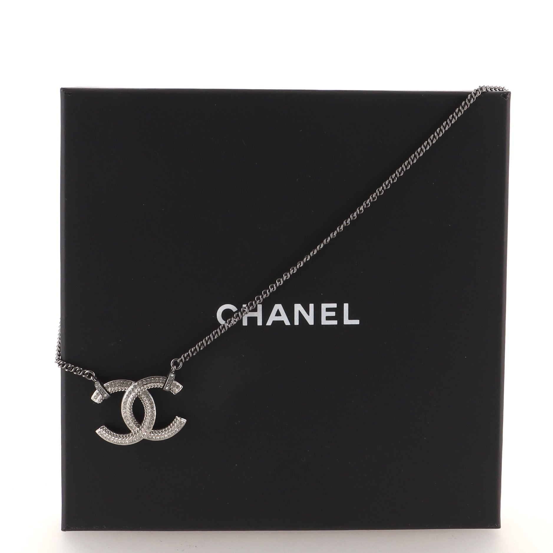 CC Pendant Necklace Metal with Crystals