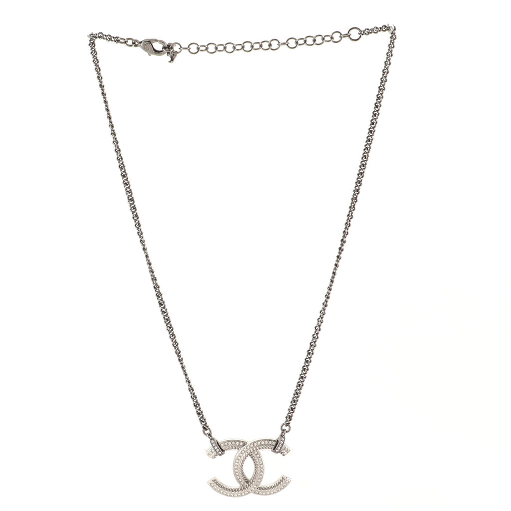 CC Pendant Necklace Metal with Crystals