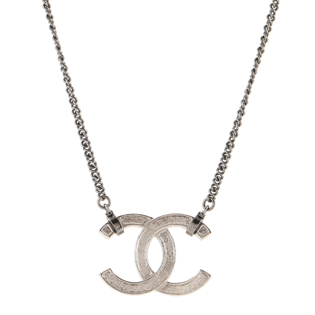 CC Pendant Necklace Metal with Crystals